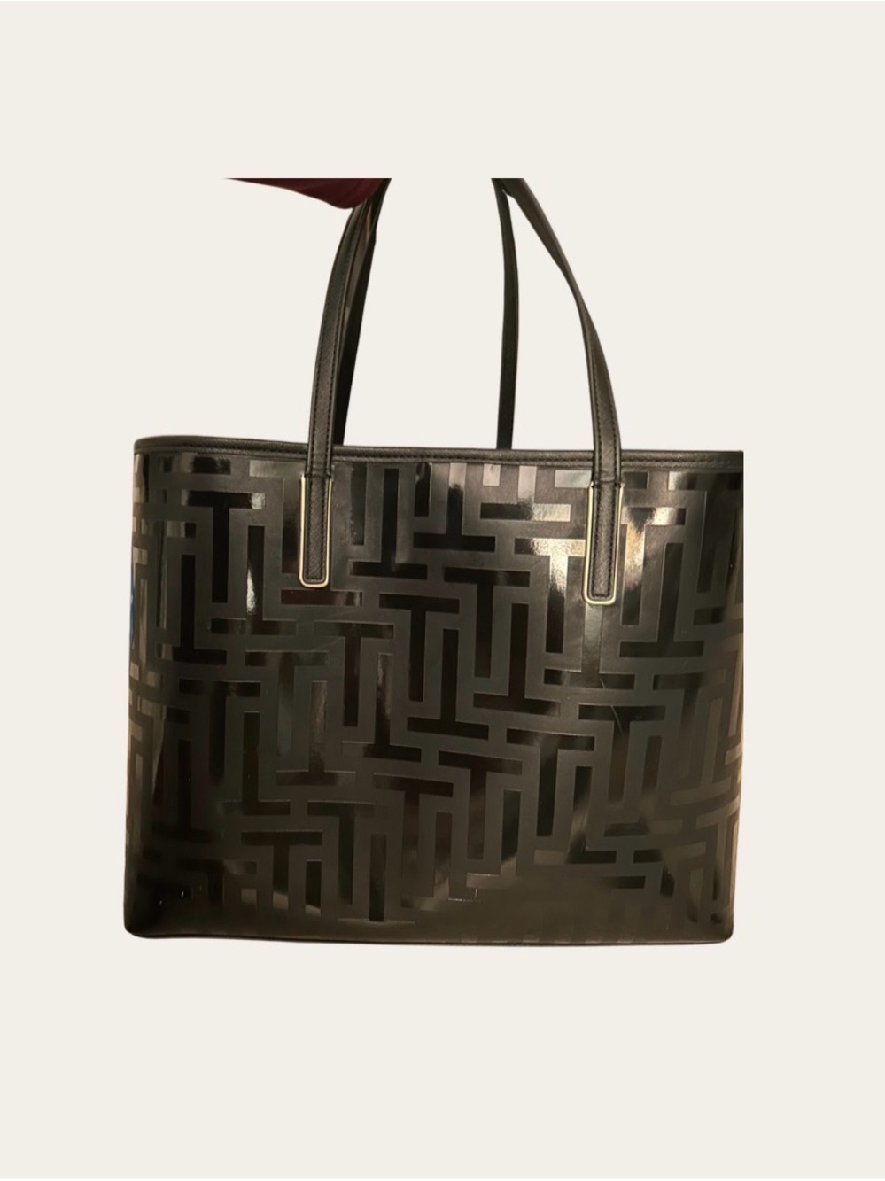 Ted Baker Elenoor T Logo Coated Twill Shopper Black Tote Bag with Pouch